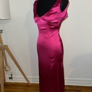 Elegant Pink Satin Evening Gown